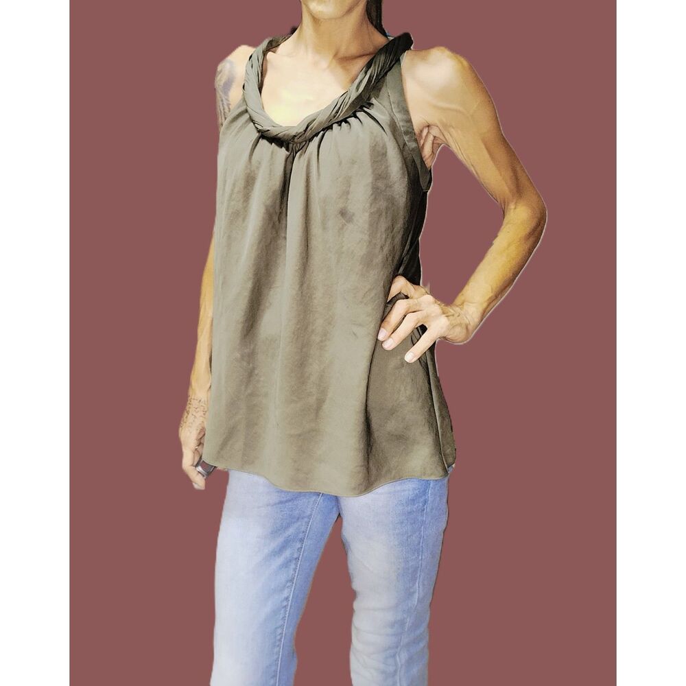 Talbots Olive Green Twist Neck Keyhole Tank Top ~ Size 10 ~ Medium